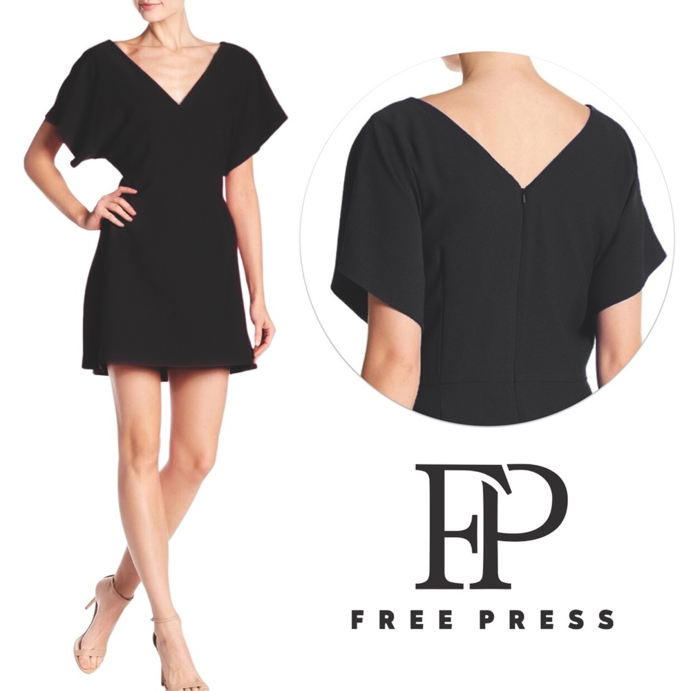 free press☀️Dolman Short Sleeve Black Mini Dress!